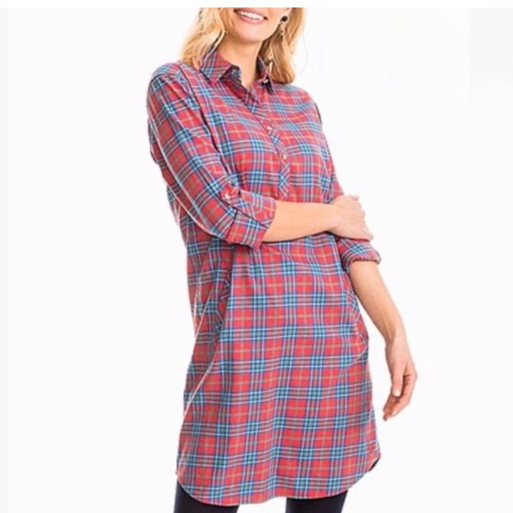 Southern Tide Plaid Shirt Dress – Size S